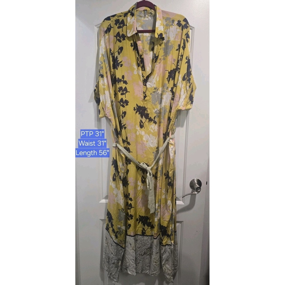 ANTHROPOLOGIE BL^NK LONDON Floral Tunic Belted Shirt‎ Dress SZ L Oversized